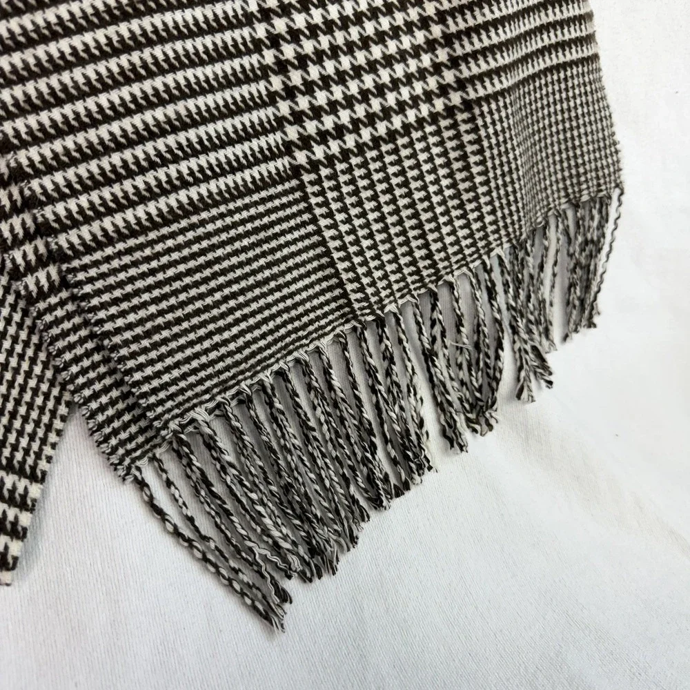 Women's Men's Unisex Brown & White Cream Houndstooth Scarf Tweed Chevron Soft